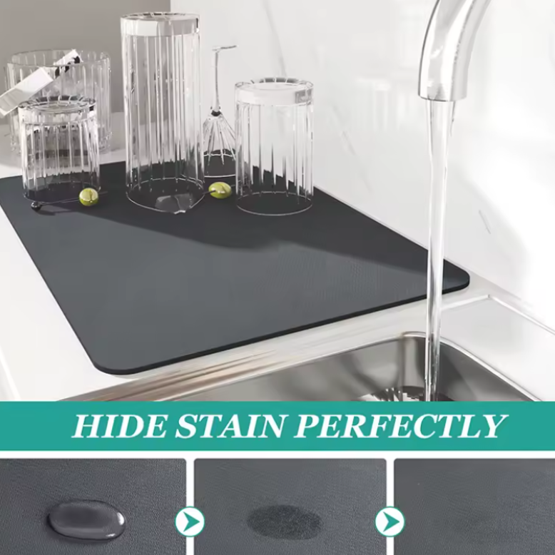 Large Absorbent Kitchen Drying Mat – Quick Dry Dish Pad for Counter & Coffee Bar